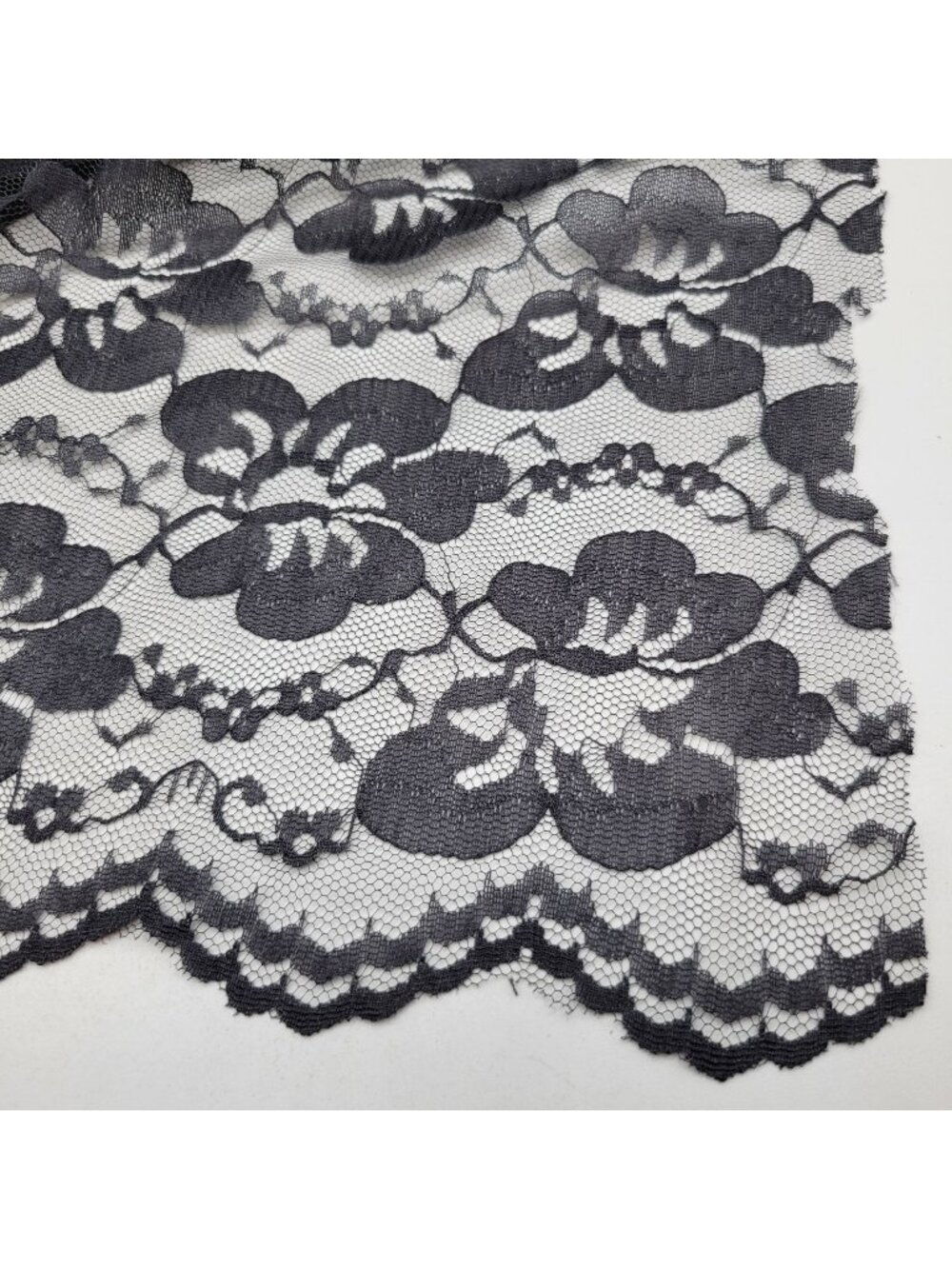 Black Floral Lace Fabric For Sewing and Crafting Halloween 88 x 60